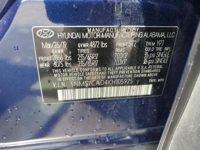2019 HYUNDAI SANTA FE S 5NMS2CAD4KH105925