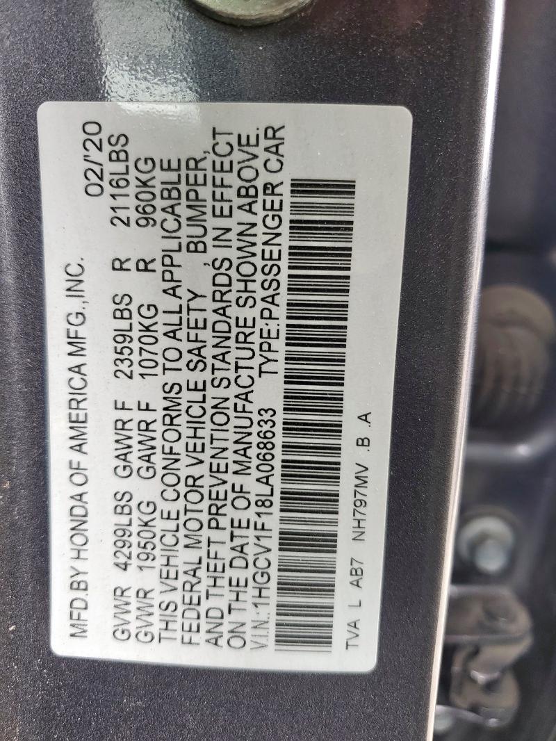 2020 HONDA ACCORD LX - 1HGCV1F18LA068633