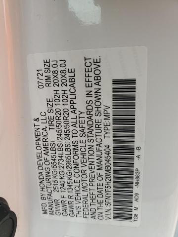 2021 HONDA PILOT SE #3292761774