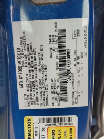 2019 FORD FUSION TIT 3FA6P0RU7KR100908