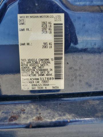 2022 NISSAN ALTIMA SR 1N4BL4CV4NN317889
