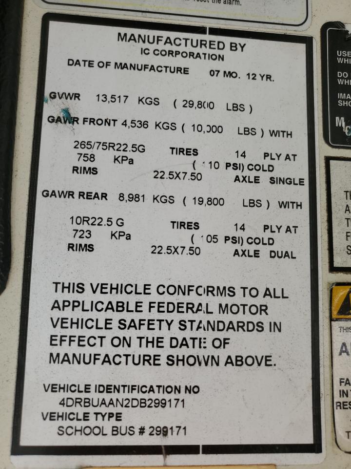 Lot #3311559245 2013 IC CORPORATION 3000 CE