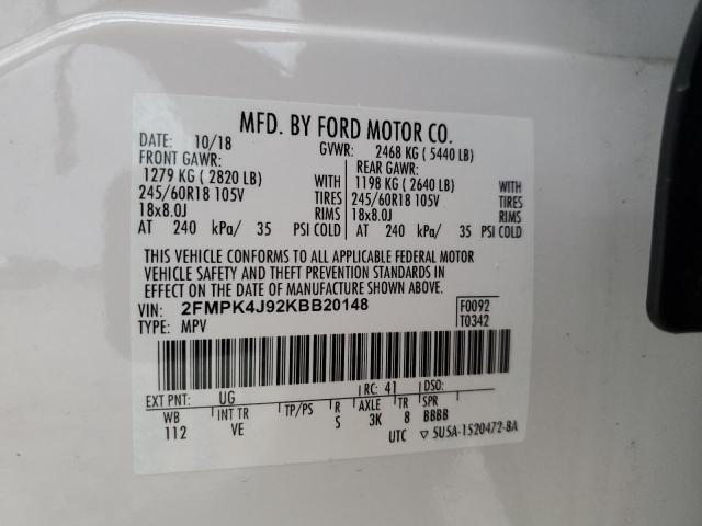 2019 FORD EDGE SEL - 2FMPK4J92KBB20148