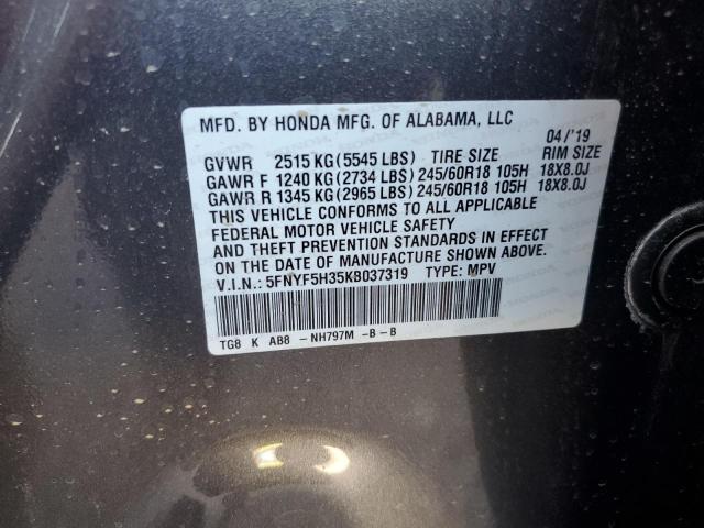 2019 HONDA PILOT EX 5FNYF5H35KB037319