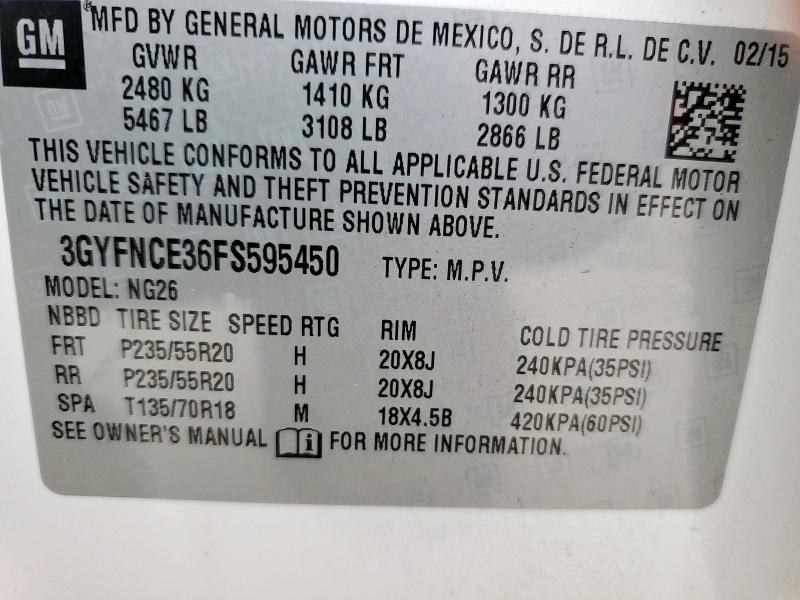 2015 CADILLAC SRX PERFOR - 3GYFNCE36FS595450