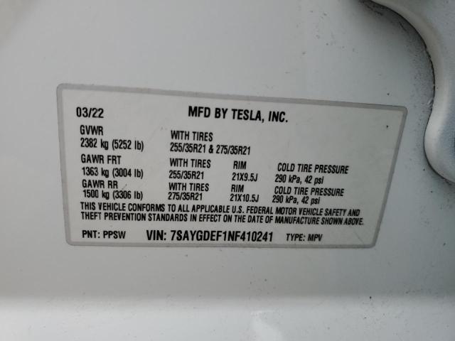 2022 TESLA MODEL Y - 7SAYGDEF1NF410241