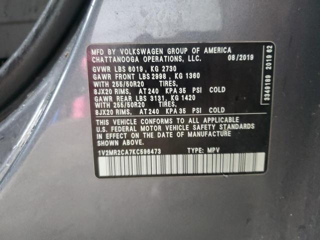 2019 VOLKSWAGEN ATLAS SEL - 1V2MR2CA7KC596473