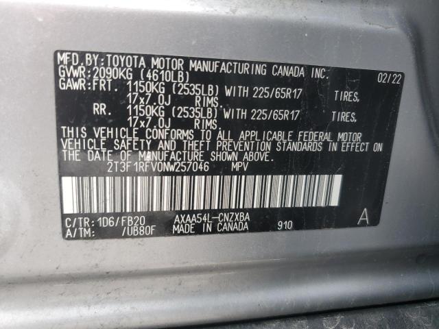 2022 TOYOTA RAV4 LE - 2T3F1RFV0NW257046
