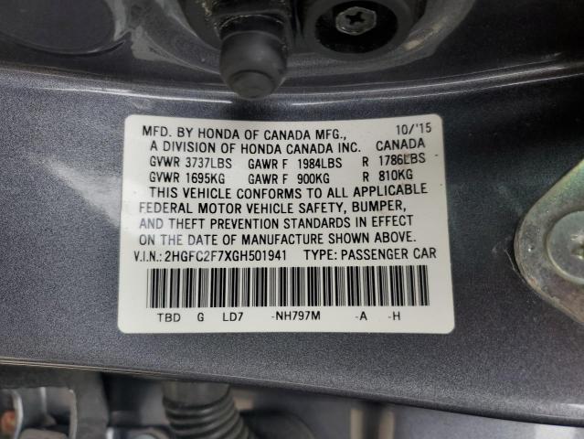 2016 HONDA CIVIC EX - 2HGFC2F7XGH501941