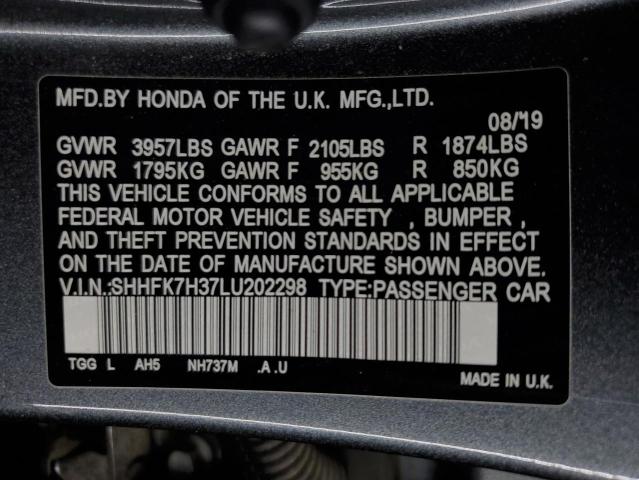 2020 HONDA CIVIC LX SHHFK7H37LU202298