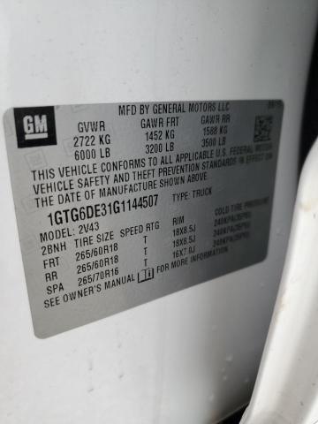 2016 GMC CANYON SLT 1GTG6DE31G1144507