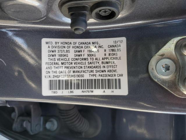 2018 HONDA CIVIC LX 2HGFC2F52JH519050