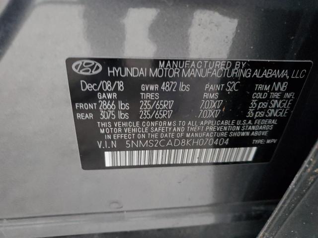 2019 HYUNDAI SANTA FE S 5NMS2CAD8KH070404
