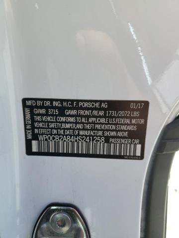 2017 PORSCHE BOXSTER S WP0CB2A84HS241258