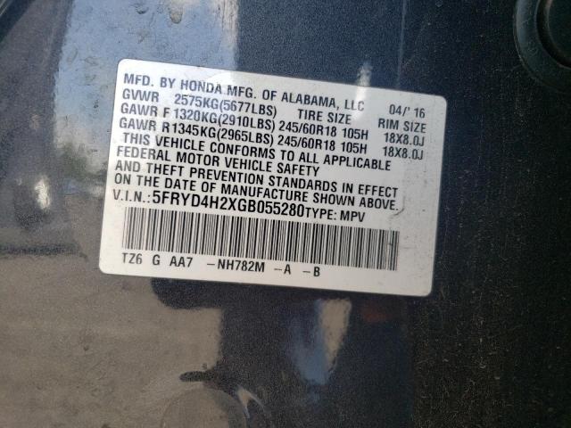 2016 ACURA MDX - 5FRYD4H2XGB055280