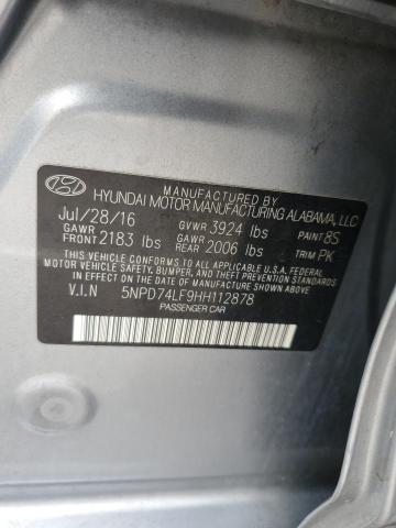 2017 HYUNDAI ELANTRA SE 5NPD74LF9HH112878