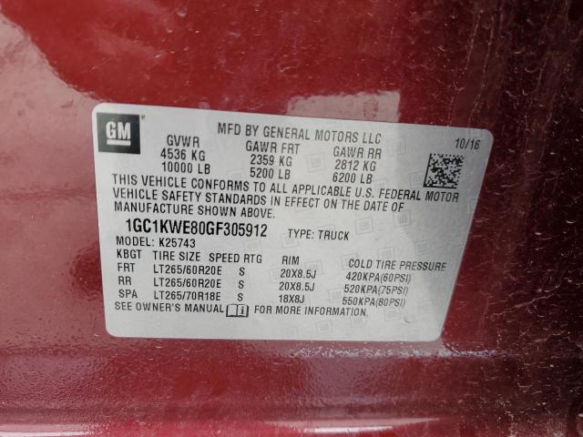 2016 CHEVROLET SILVERADO - 1GC1KWE80GF305912