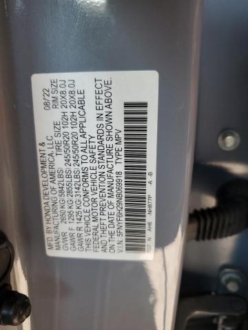 2022 HONDA PILOT SE 5FNYF6H29NB069918