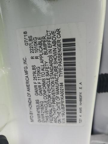 2019 ACURA TLX TECHNO 19UUB3F61KA002184
