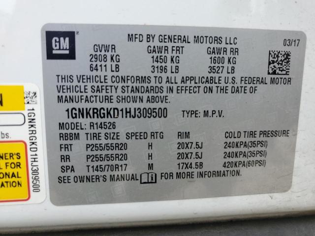 2017 CHEVROLET TRAVERSE L - 1GNKRGKD1HJ309500
