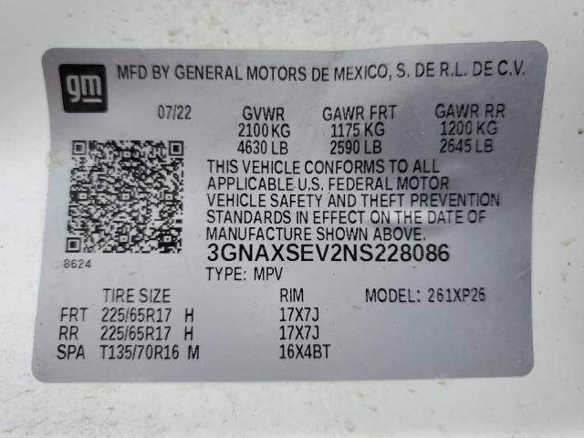 2022 CHEVROLET EQUINOX LS - 3GNAXSEV2NS228086