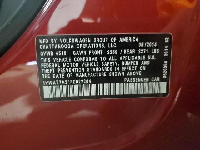 2015 VOLKSWAGEN PASSAT S - 1VWAT7A31FC022204