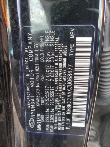 2018 HYUNDAI KONA SEL KM8K22AAXJU068477