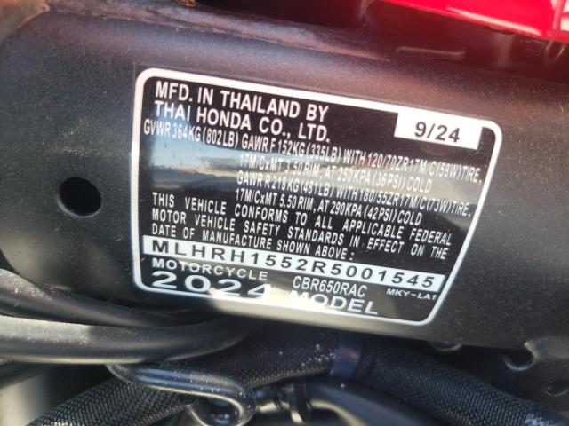 2024 HONDA CBR650 R MLHRH1552R5001545