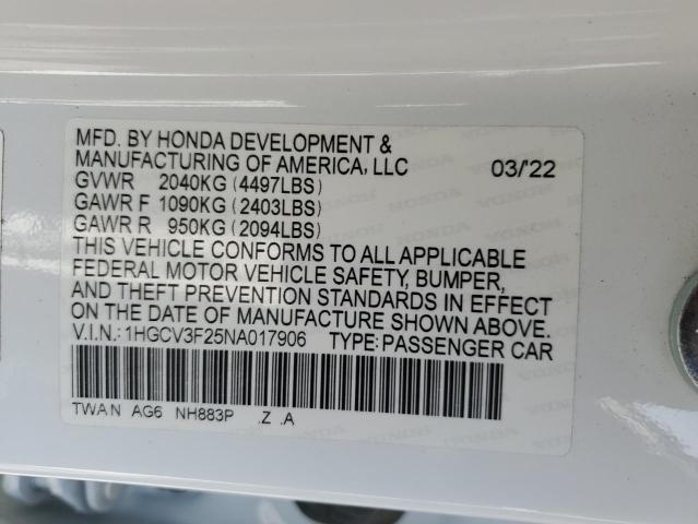 2022 HONDA ACCORD HYB - 1HGCV3F25NA017906
