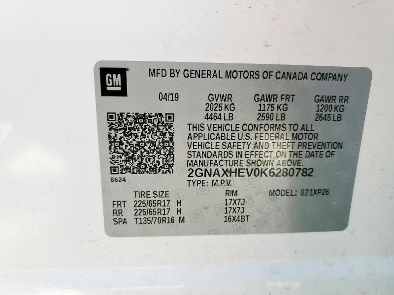 2019 CHEVROLET EQUINOX LS - 2GNAXHEV0K6280782