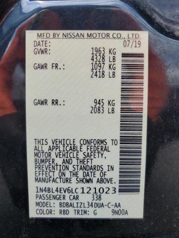 2020 NISSAN ALTIMA SL 1N4BL4EV6LC121023