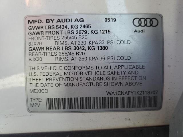 2019 AUDI Q5 PRESTIG WA1CNAFY1K2118707