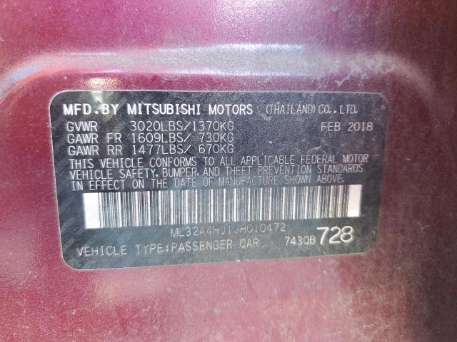 2018 MITSUBISHI MIRAGE SE ML32A4HJ1JH010472