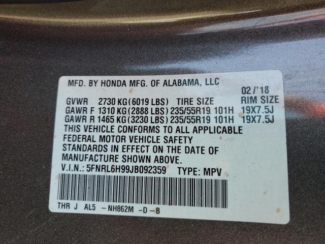 2018 HONDA ODYSSEY EL 5FNRL6H99JB092359
