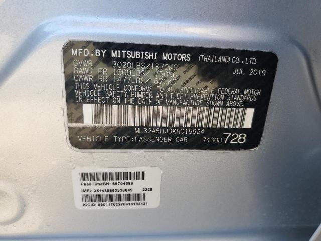 2019 MITSUBISHI MIRAGE LE ML32A5HJ3KH015924