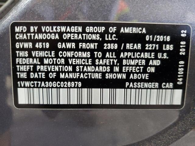 2016 VOLKSWAGEN PASSAT SEL - 1VWCT7A30GC026979