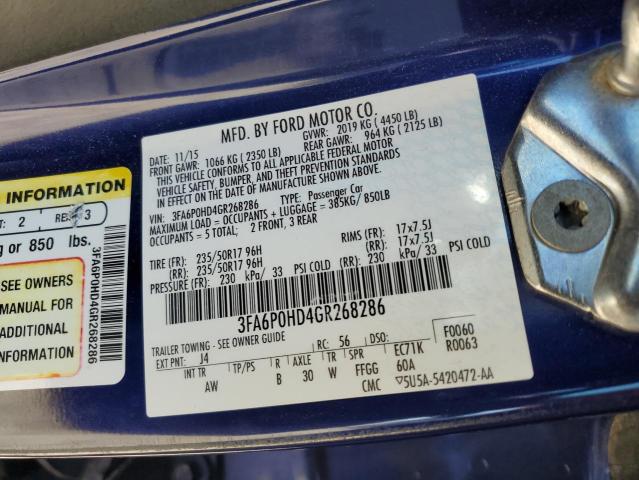 2016 FORD FUSION SE - 3FA6P0HD4GR268286