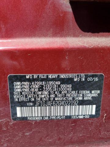 2016 SUBARU IMPREZA PR JF1GJAF62GH022192