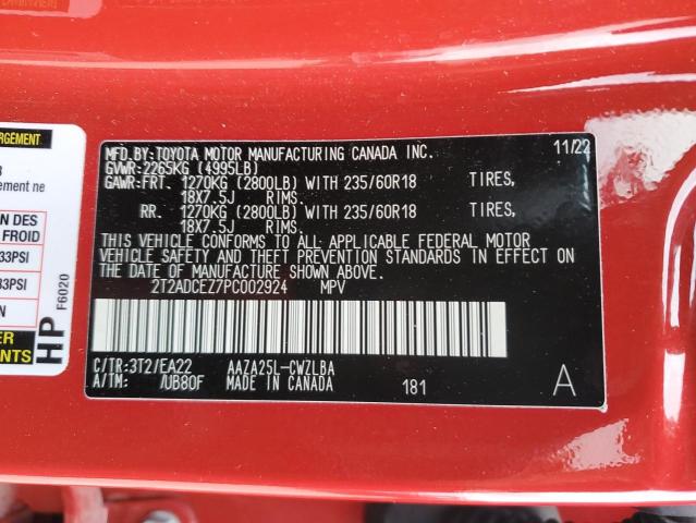 2023 LEXUS NX 250 2T2ADCEZ7PC002924