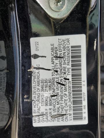 2022 HONDA CIVIC LX 19XFL2H59NE008139