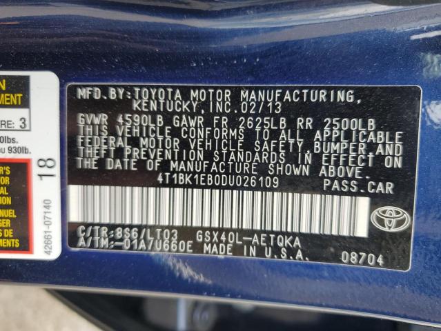 4t1bk1eb0du026109 - 2013 Toyota avalon base - #57444035