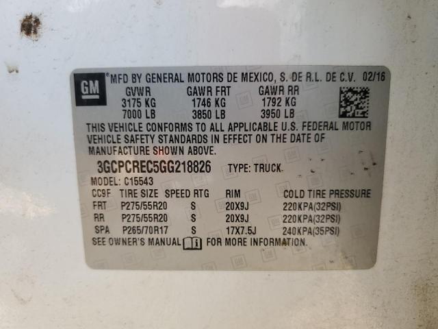2016 CHEVROLET SILVERADO - 3GCPCREC5GG218826