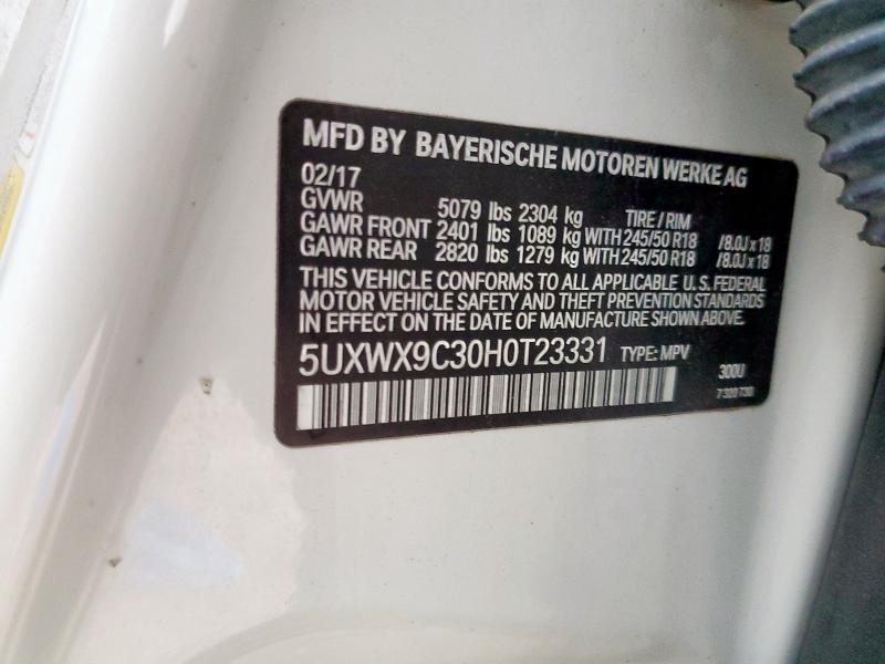 2017 BMW X3 XDRIVE2 - 5UXWX9C30H0T23331