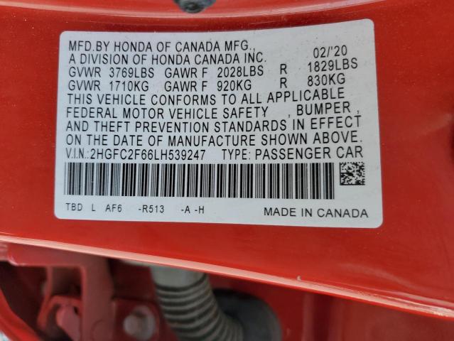 2020 HONDA CIVIC LX - 2HGFC2F66LH539247