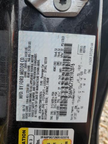 2019 FORD FUSION S - 3FA6P0G72KR102076