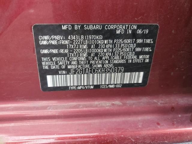 2019 SUBARU CROSSTREK - JF2GTAEC6KH350379
