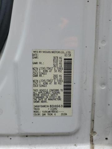 2018 NISSAN NV 1500 S - 1N6BF0KM0JN804663