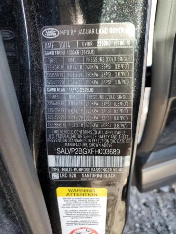 2015 LAND ROVER RANGE ROVE - SALVP2BGXFH003689