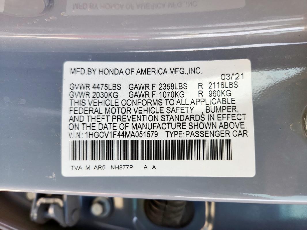 2021 HONDA ACCORD SPO - 1HGCV1F44MA051579