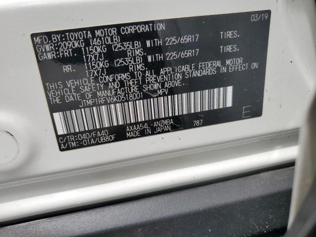 2019 TOYOTA RAV4 XLE - JTMP1RFV6KD518001